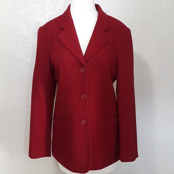 New York Clothing Co. Dark red wool blazer. - Picture 1 of 5